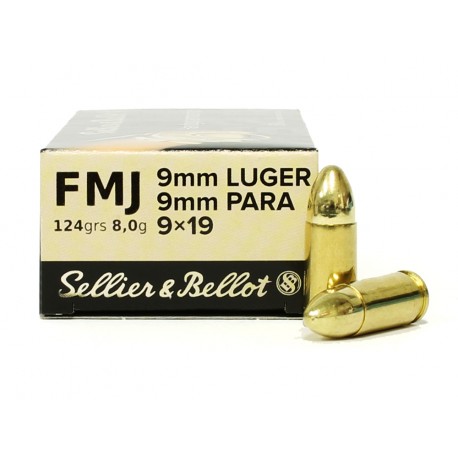 SELLIER BELLOT 9MM LUGER 8G/124GR BOITE DE 50 MUNITIONS